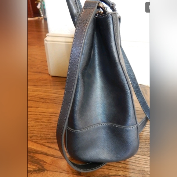 Tory Burch blue/grey stephano Robinson tote bag. - Picture 4 of 15